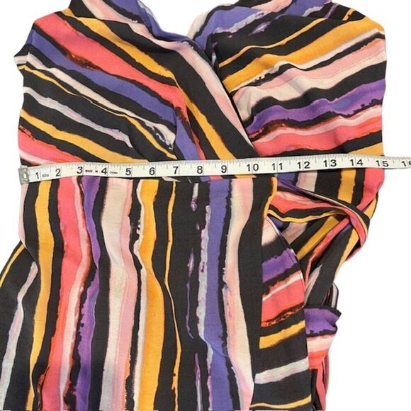 Great Jones Vibrant Orchid Wrap Dress Midi Layered Orange Purple Pink Medium - Picture 11 of 13